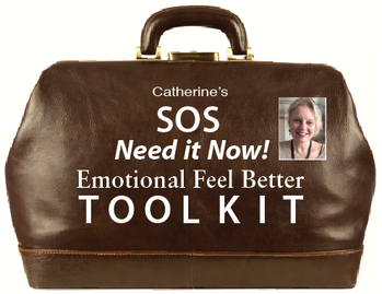 doctor bag with text on it that says Catherine's SOS Need it Now Emotional Feel Better Toolkit